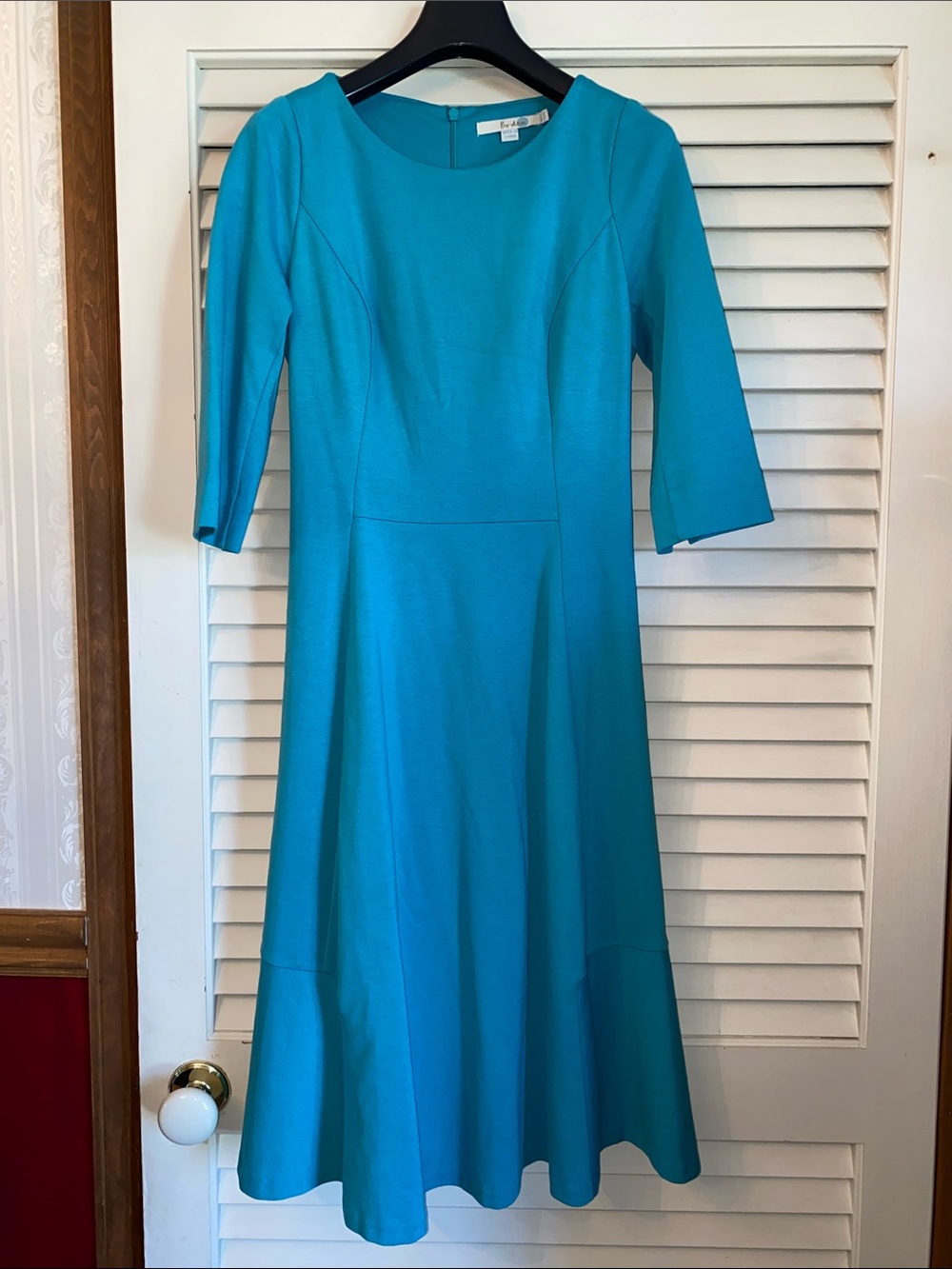 Boden Turquoise 3/4 sleeve fit and flare Dress 6L